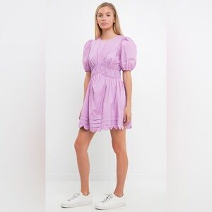 English Factory Scallop Detail Mini Dress